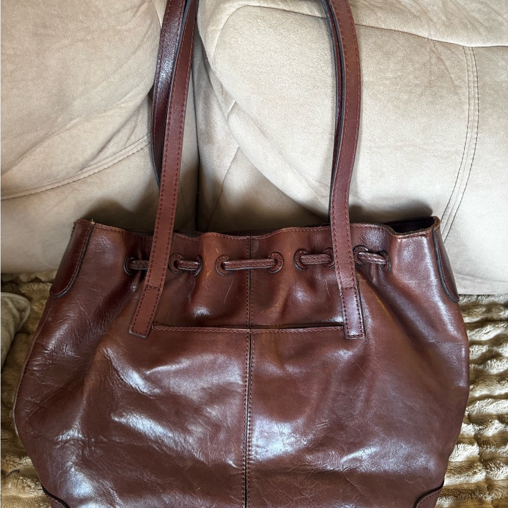 Patricia Nash Leather Drawstring Witney Tote - Distressed British Tan - Picture 7 of 12